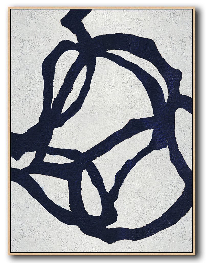 Buy Hand Painted Navy Blue Abstract Painting Online - Hand Painted Canvas Art Huge